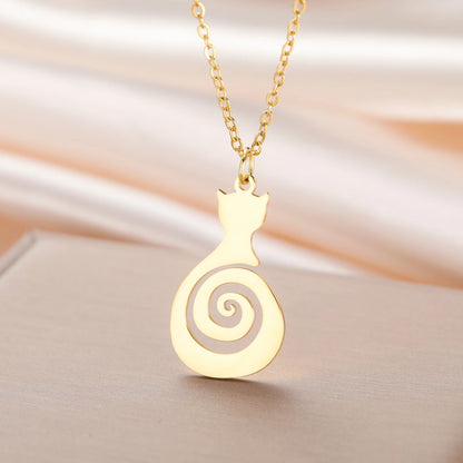 Lucktune Hollow Spiral  Necklace Gothic Gold Stainless Steel  Pendant Jewelry for Women