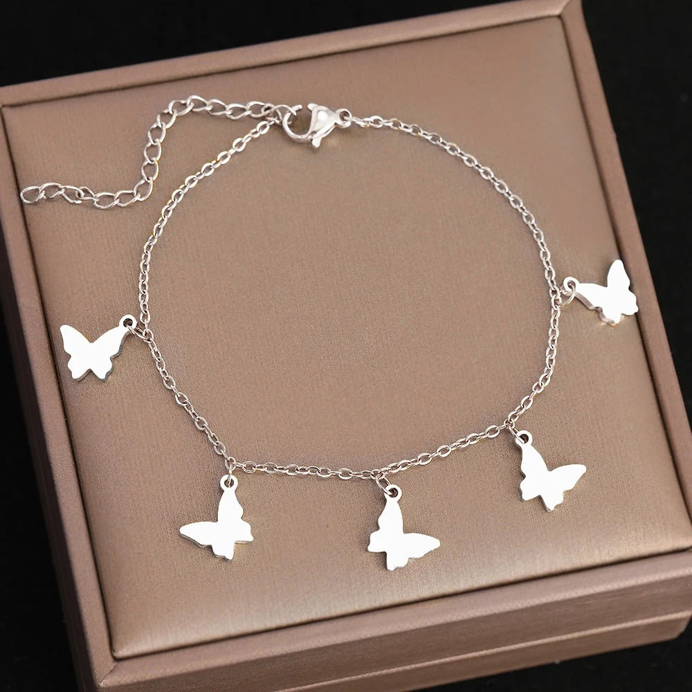 Stainless Steel Butterfly Pendant Bracelet Vintage Women’s Jewelry