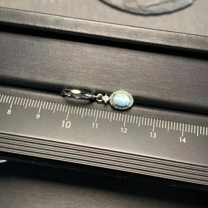 Natural Larimar Hoop Earrings – 925 Silver Plated