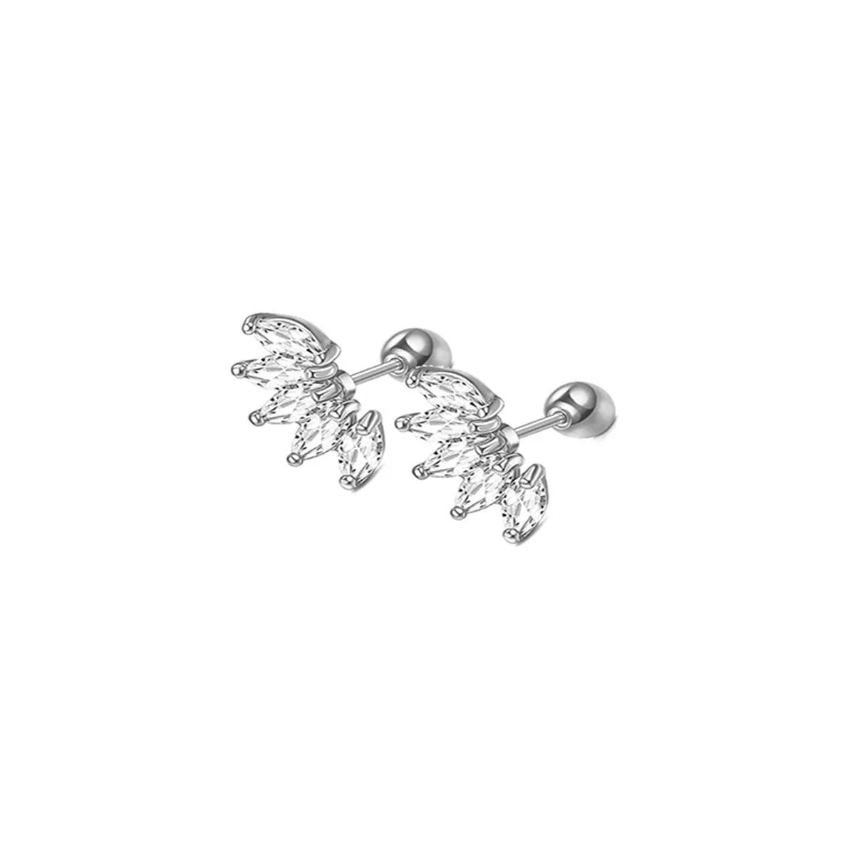 2pcs Hypoallergenic Stainless Steel Cartilage Stud Earrings,Eye Flame Moon Barbell Back Stud Cubic Zirconia Piercing Jewelry