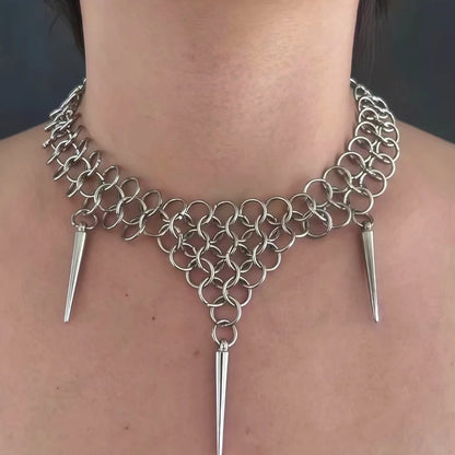 Gothic Jewelry Chain Splicing Rivet Pendant Necklace for Women Fashion Vintage Grunge Geometric Necklace Punk Accessories Gift