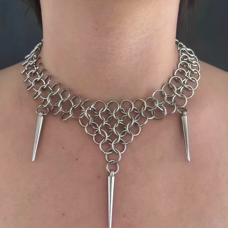 Gothic Jewelry Chain Splicing Rivet Pendant Necklace for Women Fashion Vintage Grunge Geometric Necklace Punk Accessories Gift