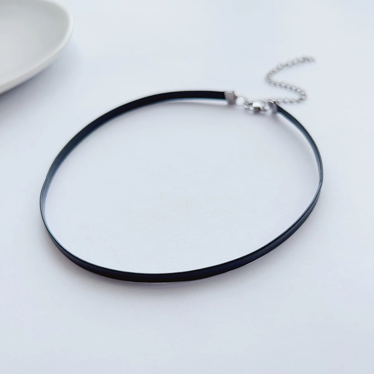 Dark Punk Black PU Choker Necklace Women Collarbone Chain