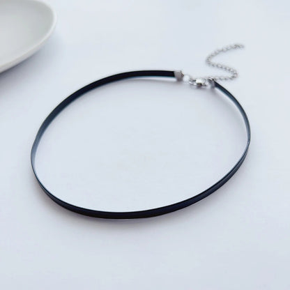 Dark Punk Black PU Choker Necklace Women Collarbone Chain
