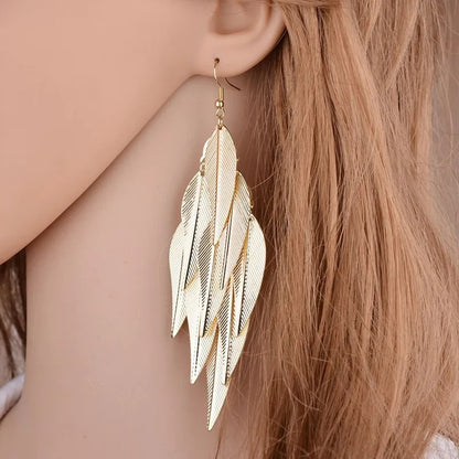 Trendy Long Drop Earrings Women Punk Metal Tassel Jewelry