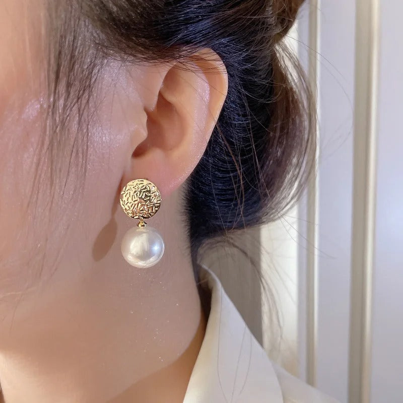 Simulated Pearl Drop Earrings Women Long Statement Jewelry