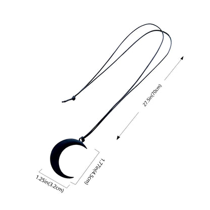 Simple all-in-one alloy black Moon Crescent pendant Long sweater chain Summer necklace for women