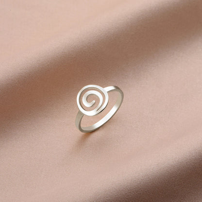 Skyrim Spiral Curl Ring Minimalist Stainless Steel Circle Design for Women’s Fashion & Birthday Jewelry Gift