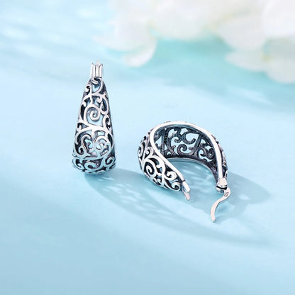 Vintage Vine Series 925 Sterling Silver Hoop Earrings