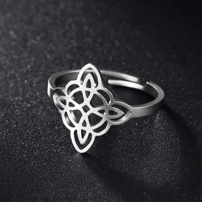 Witch Knot Ring for Women Stainless Steel Adjustable Finger Rings Supernatural Jewelry Accessories Lucky Gift