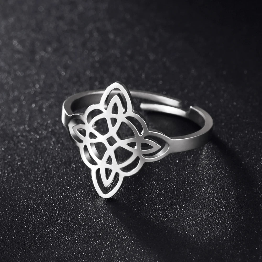 Witch Knot Ring for Women Stainless Steel Adjustable Finger Rings Supernatural Jewelry Accessories Lucky Gift
