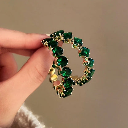Luxury Green Zircon Hoop Earrings for Women Party Jewelry