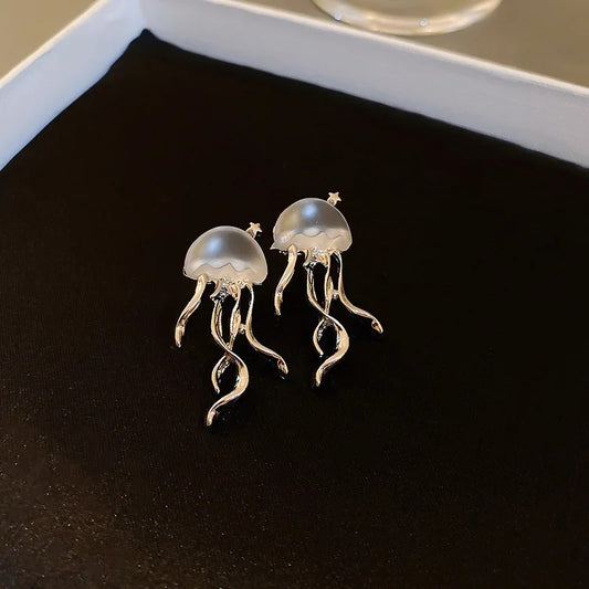 Octopus Deep-Sea Jellyfish Elves Stud Earrings for Women New Mini Star Transparent Crystal Earrings Jewelry Gifts