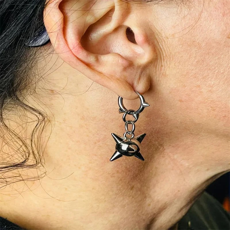 Gothic Spiked Huggie Earrings Stainless Steel for Women
