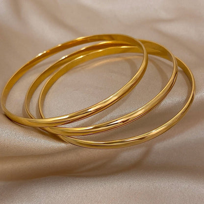Women’s Stainless Steel Bracelet Set Basic Minimalist Bangles