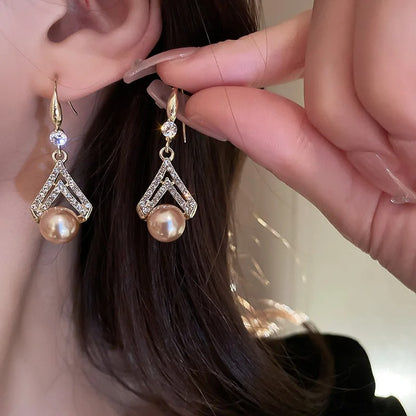 Luxury Pearl Dangle Earrings for Women Wedding Party