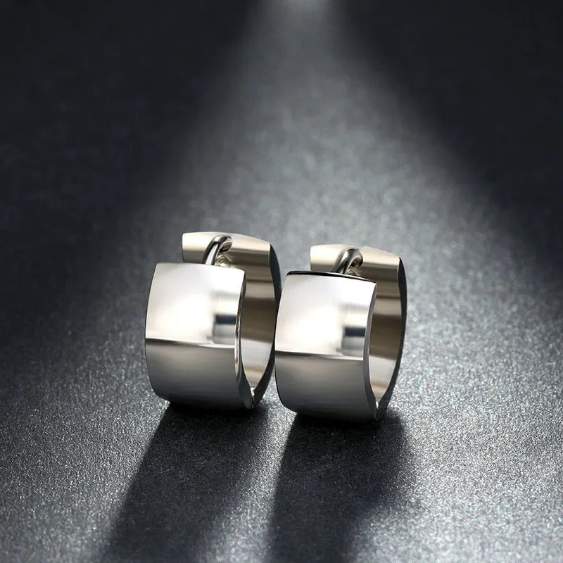 Simple Round Hoop Earrings Rose Gold Color Stainless Steel