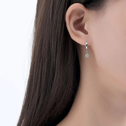925 Silver Hetian Jade Earrings Women’s Green Jewelry