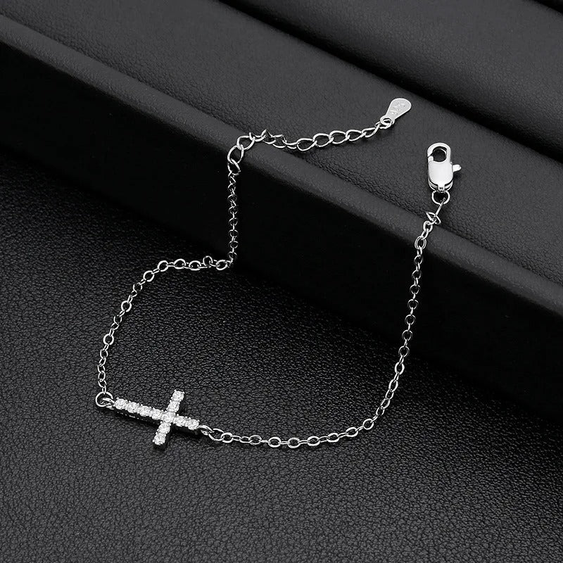 925 Sterling Silver Cross Bracelet Charming Women Jewelry Gift