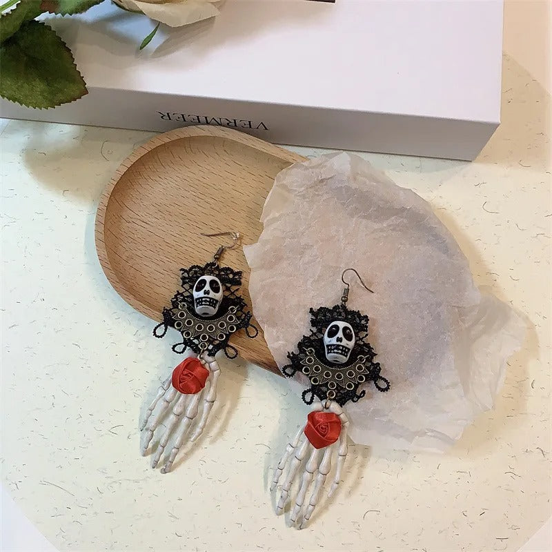 Gothic Skull Earrings Women Party Prom Multicolor Alloy