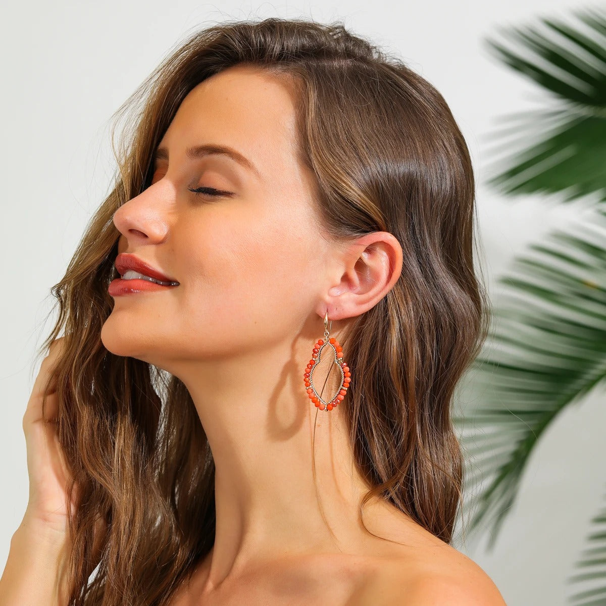 Trendy Boho Waterdrop Crystal Bead Drop Earrings Women Jewelry