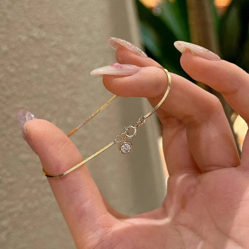Stainless Steel Zircon Blade Chain Bracelet Minimalist Women’s Jewelry