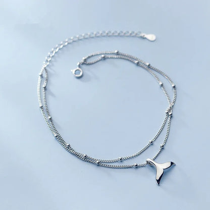 Sterling Silver Mermaid Tail Charm Anklet Party & Beach Jewelry