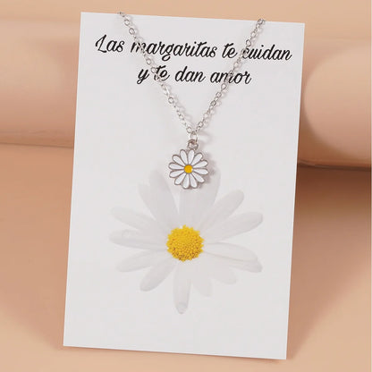 Silver color collar Daisy Flower Pendant Necklace for Women Link Chain Wedding Jewelry Cute Wedding Party Jewelry Gifts