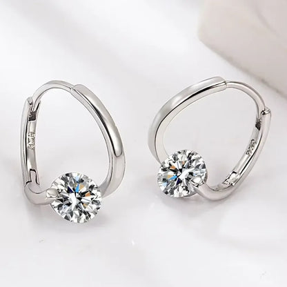 Women’s Sterling Silver Zircon Crystal Earrings Geometric Jewelry