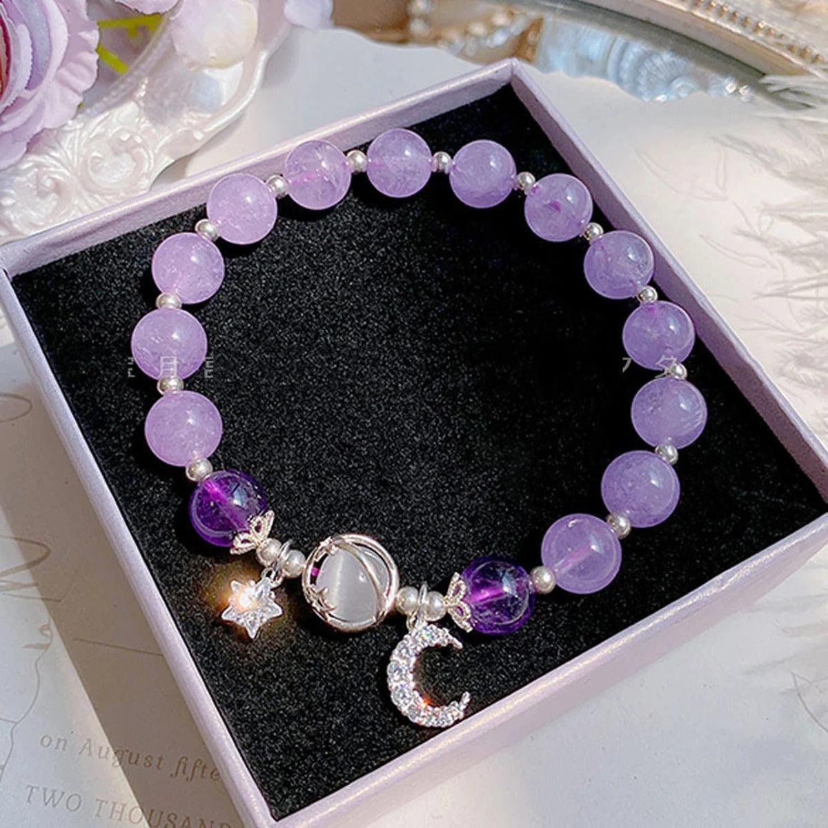 1 Starry Cat's Eye Stone Bracelet For Female Instagram In A Niche Design, New Grey Moonlight Star Moon Crystal Bracelet