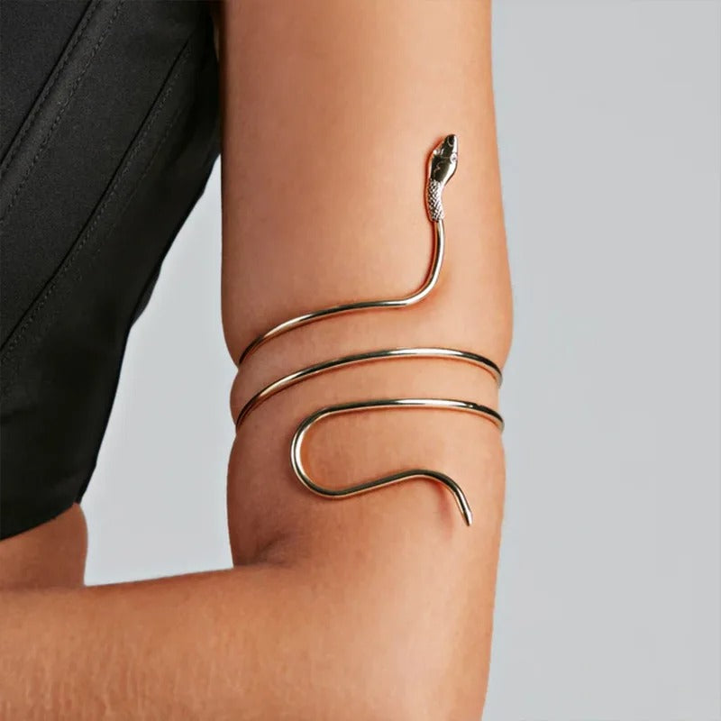 2025 Punk Coiled Snake Spiral Upper Arm Cuff Armlet Armband Bangle Women Jewelry Egypt Swirl Snake Arm Cuff Armlet Bracelet