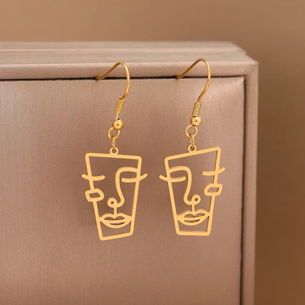 Trendy Irregular Face Statue Earrings Women Statement Fashion Jewelry