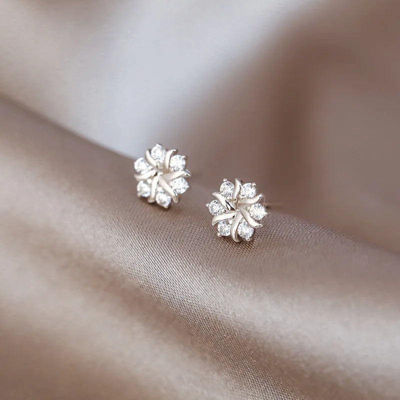 Women’s CZ Love Knot Stud Earrings 14K Gold Plated 925 Silver