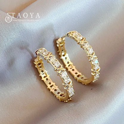 Luxury Neo Gothic Zircon X Hoop Earrings for Women Party