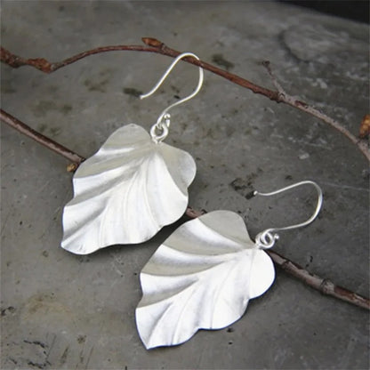 Luxury Flower Geometry Drop Earrings Silver Metal Jewelry Women