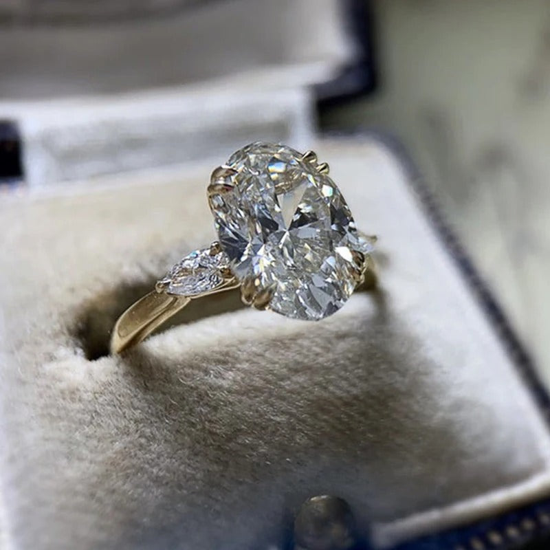 Simple Oval Cubic Zirconia Wedding Bands Women's Ring Luxury Gold Color Engagement Rings Bright Fashion Jewelry