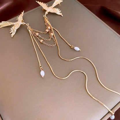 Animal Bird Brooch Pin Fire Phoenix Long Fringe Corsage