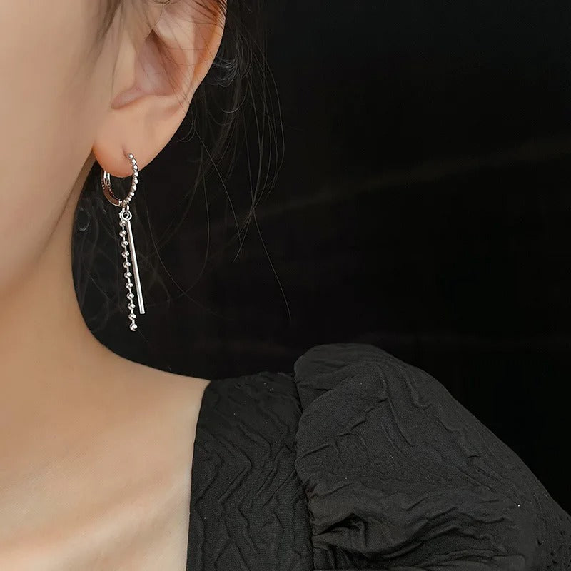 925 Sterling Silver Vintage Square Earrings For Women Retro Dots Tassel Earring Jewelry Prevent Allergy Party Accessories Gift