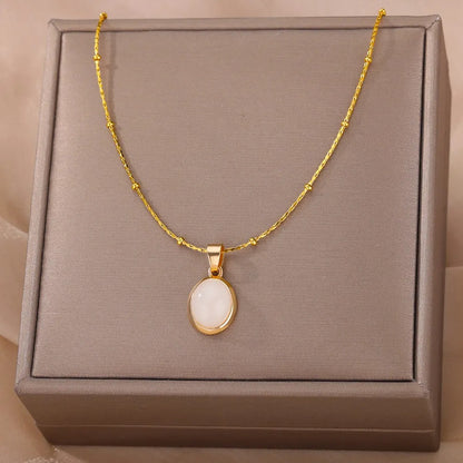 Women’s Opal Stone Necklace Gold Aesthetic Jewelry Gift