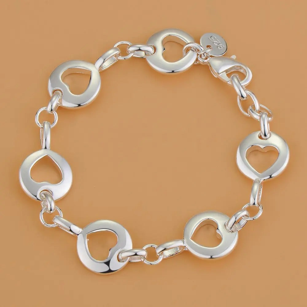 Silver Bracelet Heart High Quality Romance Chain For Woman Men Fashion Engagement Party Wedding Jewelry Gift
