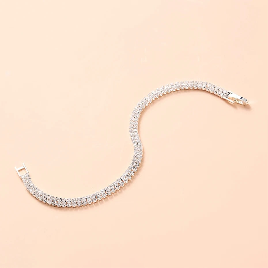 Miallo Austrian Crystal Chain Bracelet Slim Wedding Jewelry for Women