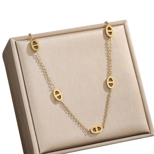 Cute Pig Nose Pendant Necklace Stainless Steel Fashion Jewelry Gift for Women & Girls