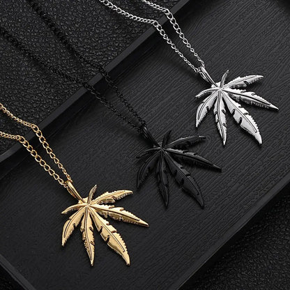 Maple Leaf Necklace Leaf Pendant Charm Chain Necklace Men Gift Jewelry Necklace Hip Hop Jewelry Gift