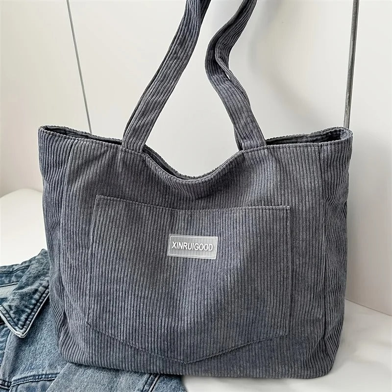 Women’s Corduroy Shoulder Tote Bag Large Capacity