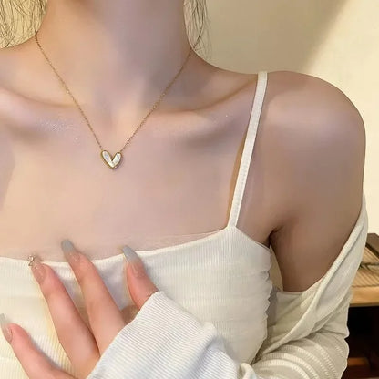 New Fashion Y2K Star Zircon Pendant Necklace for Women Luxury Sweet Cool Girl Punk Heart Clavicle Chain Jewelry Party Gift