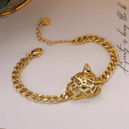 Fashion Leopard-Shaped Bracelet Women Delicate CZ Bangles