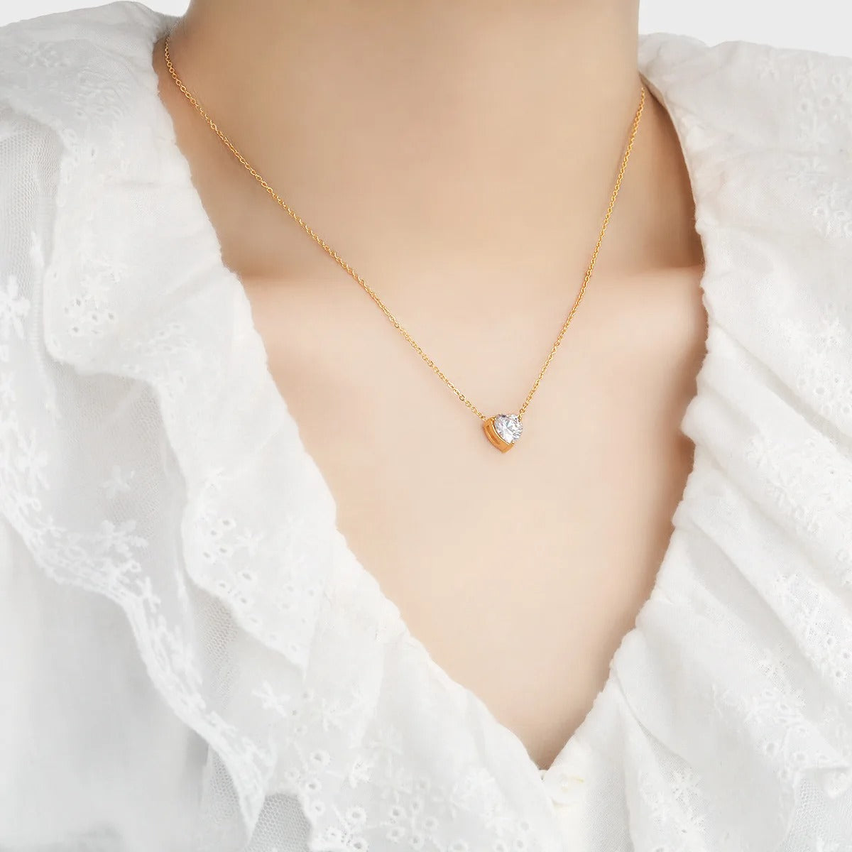 Punk Small CZ Zircon Heart Pendant Female Gold Color Stainless Steel Clavicle Choker Chain Necklace for Women Jewelry Gift 2025