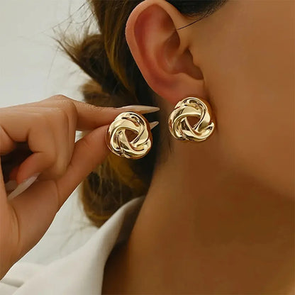 Twisted Gold Stud Earrings for Women Simple & Stylish Jewelry