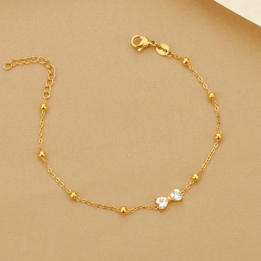 316L stainless steel bow shiny zircon bracelet for women fashion temperament jewelry gift