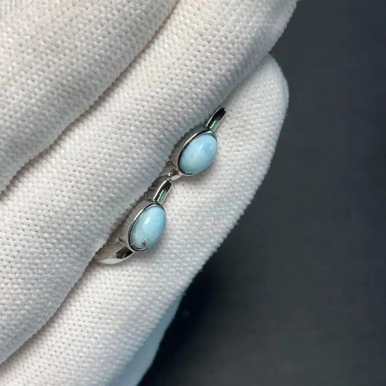 Natural Larimar Hoop Earrings – 925 Sterling Silver Gemstone Jewelry